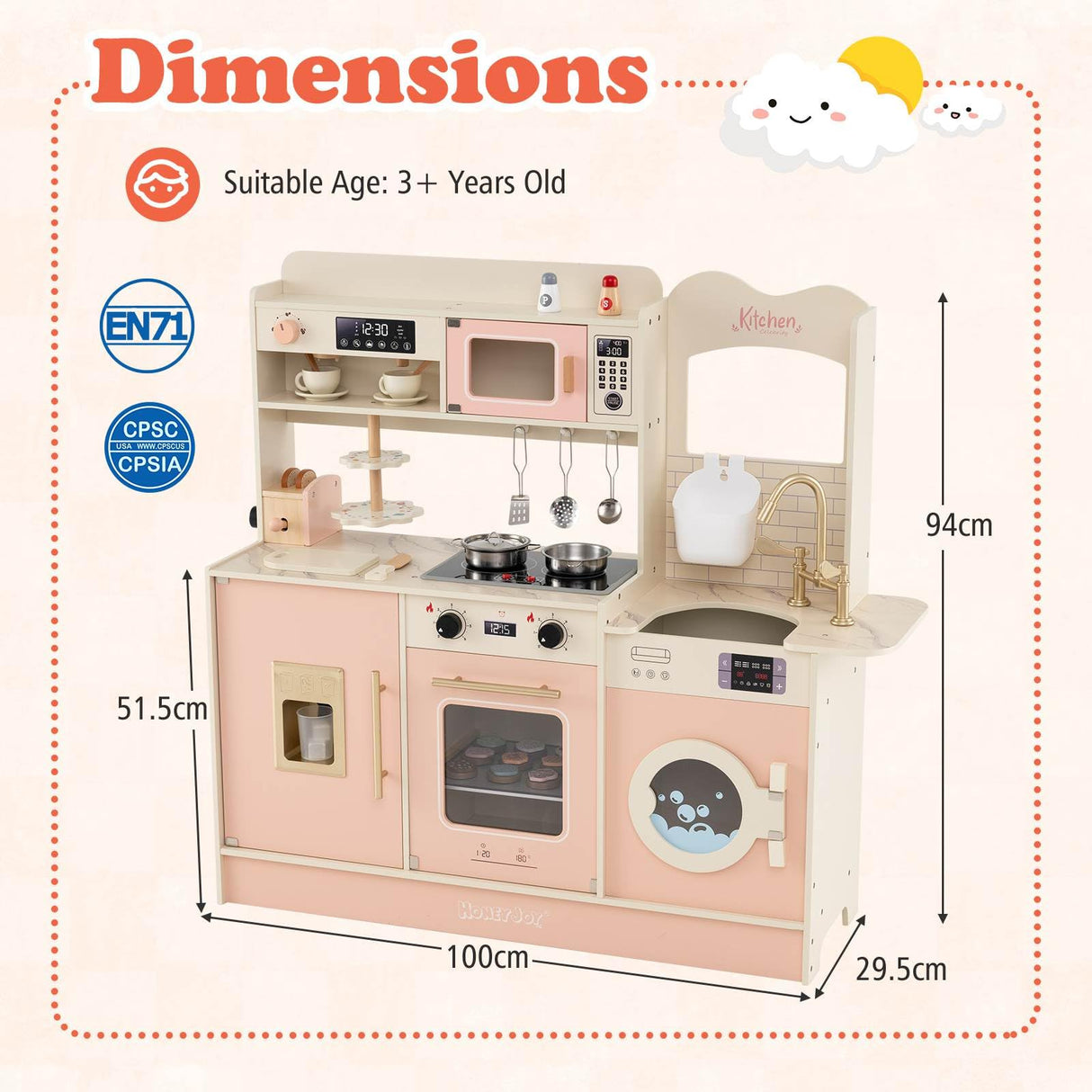 Kids Kitchen Playset, Pretend Play Kitchen w/25 Accessories