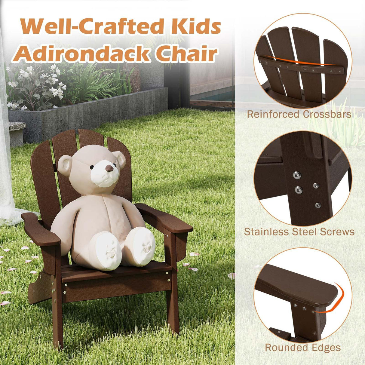 HONEY JOY Kids Adirondack Chair, Indoor Outdoor HDPE Toddler Chair