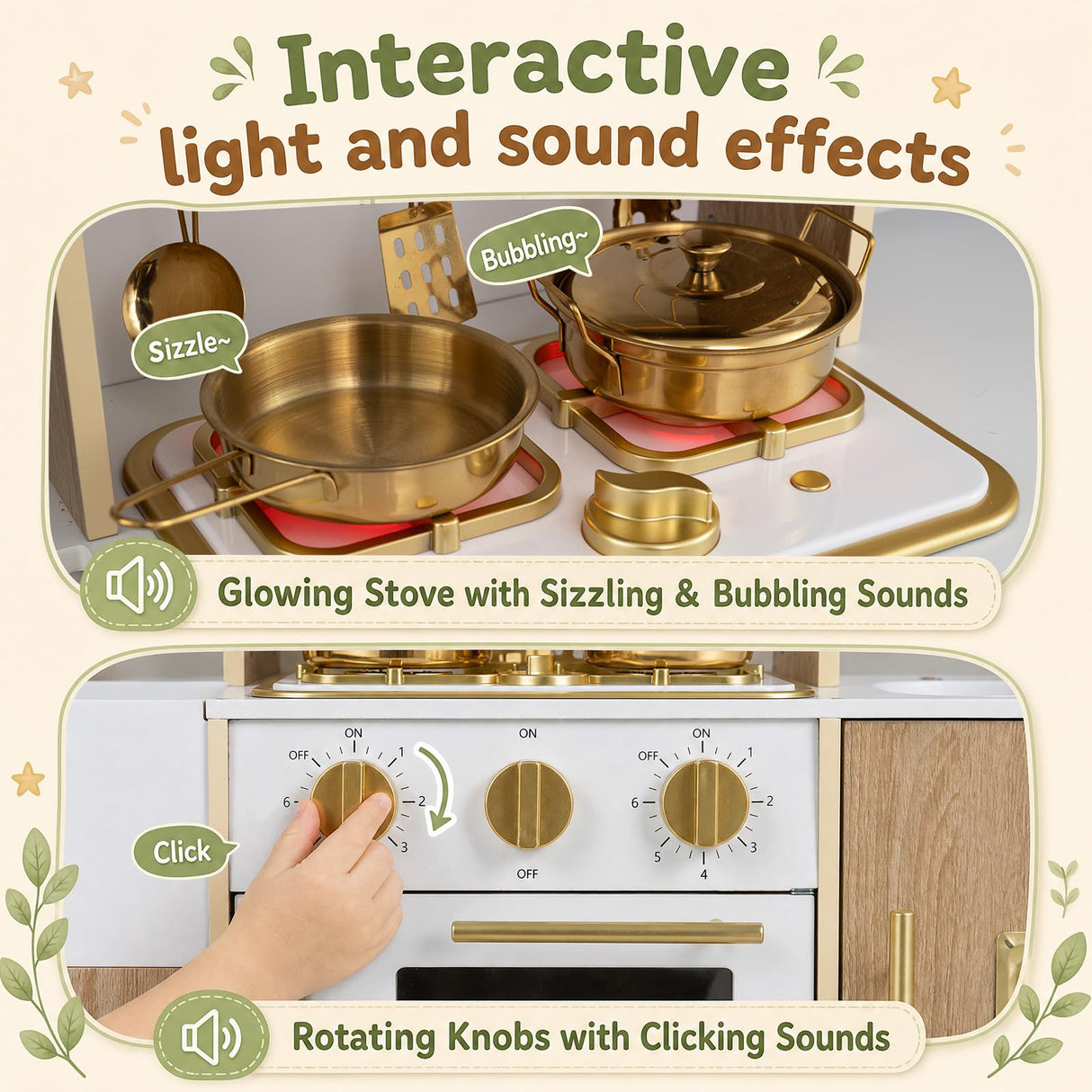 HONEY JOY Wooden Play Kitchen for Kids