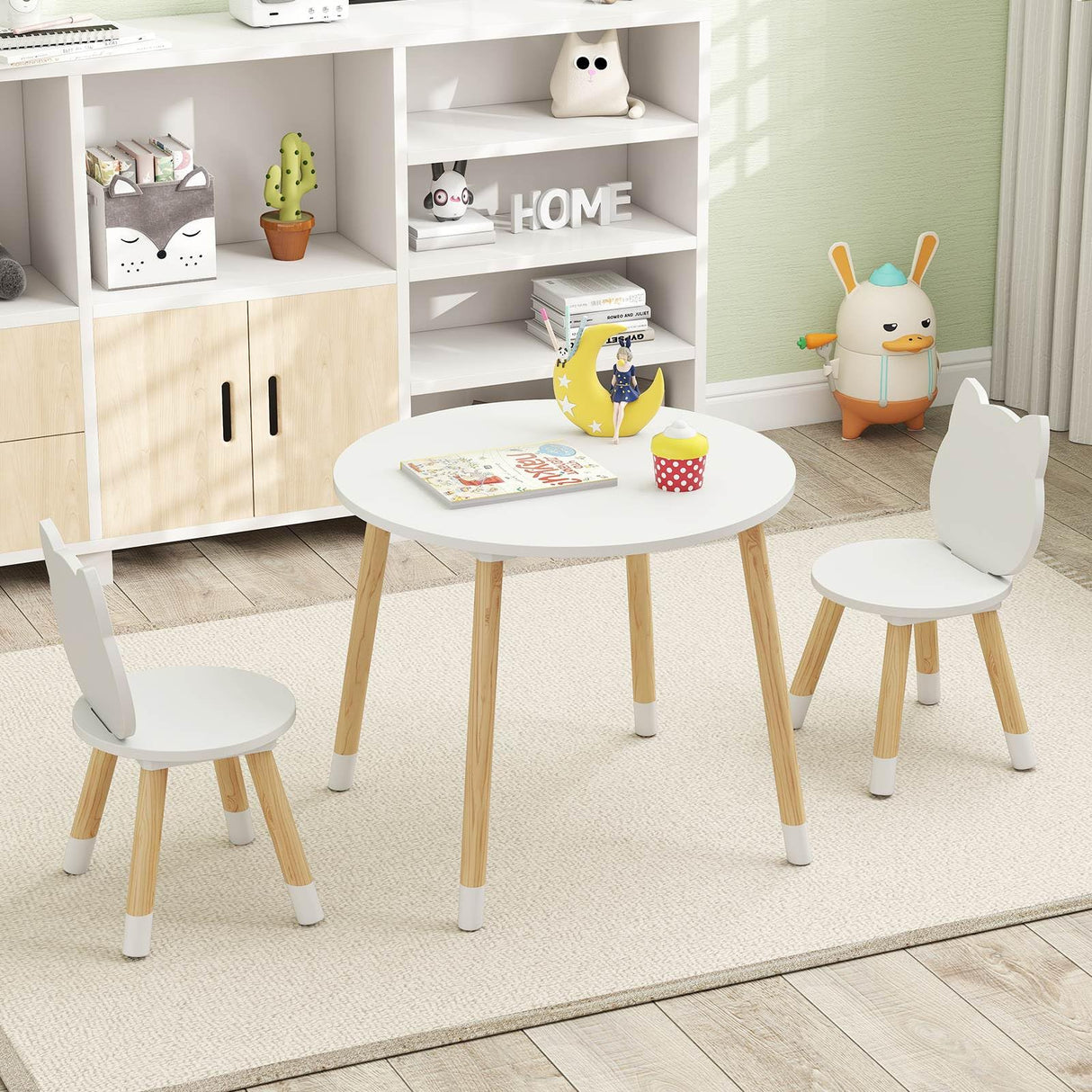 Kids Table and Chairs Set, Wooden Toddler Desk and Chair Set for Classroom Daycare Home