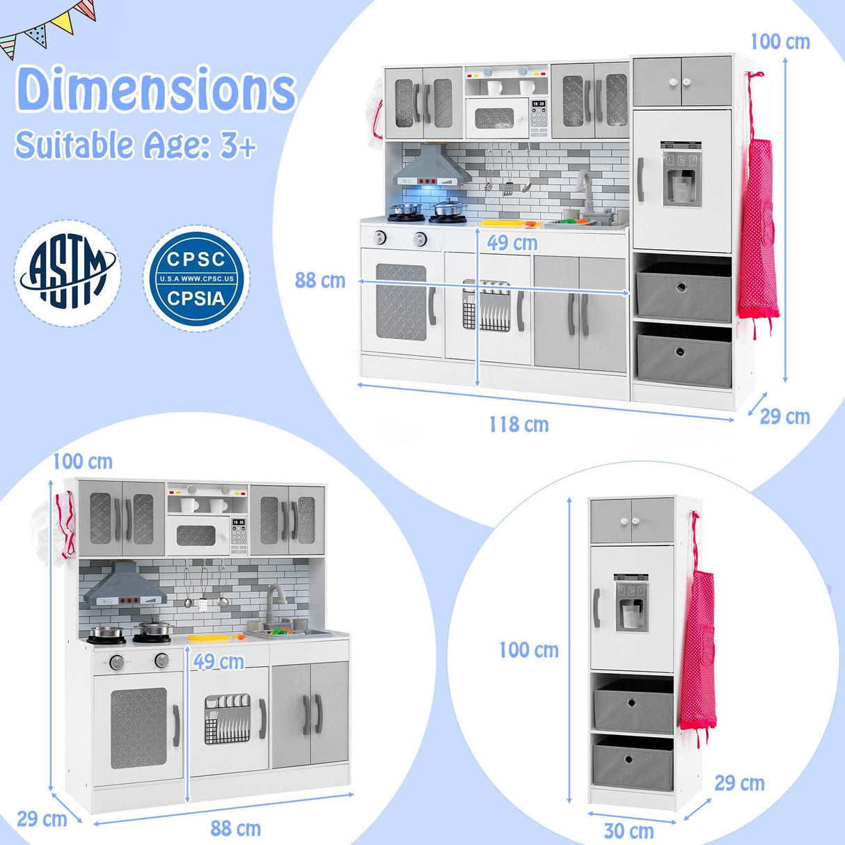 HONEY JOY Kids Kitchen Playset with Lights and Sounds