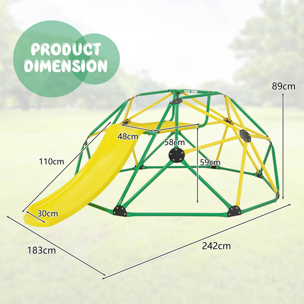 HONEY JOY Climbing Dome & Play Set, 8FT Geometric Dome Climber