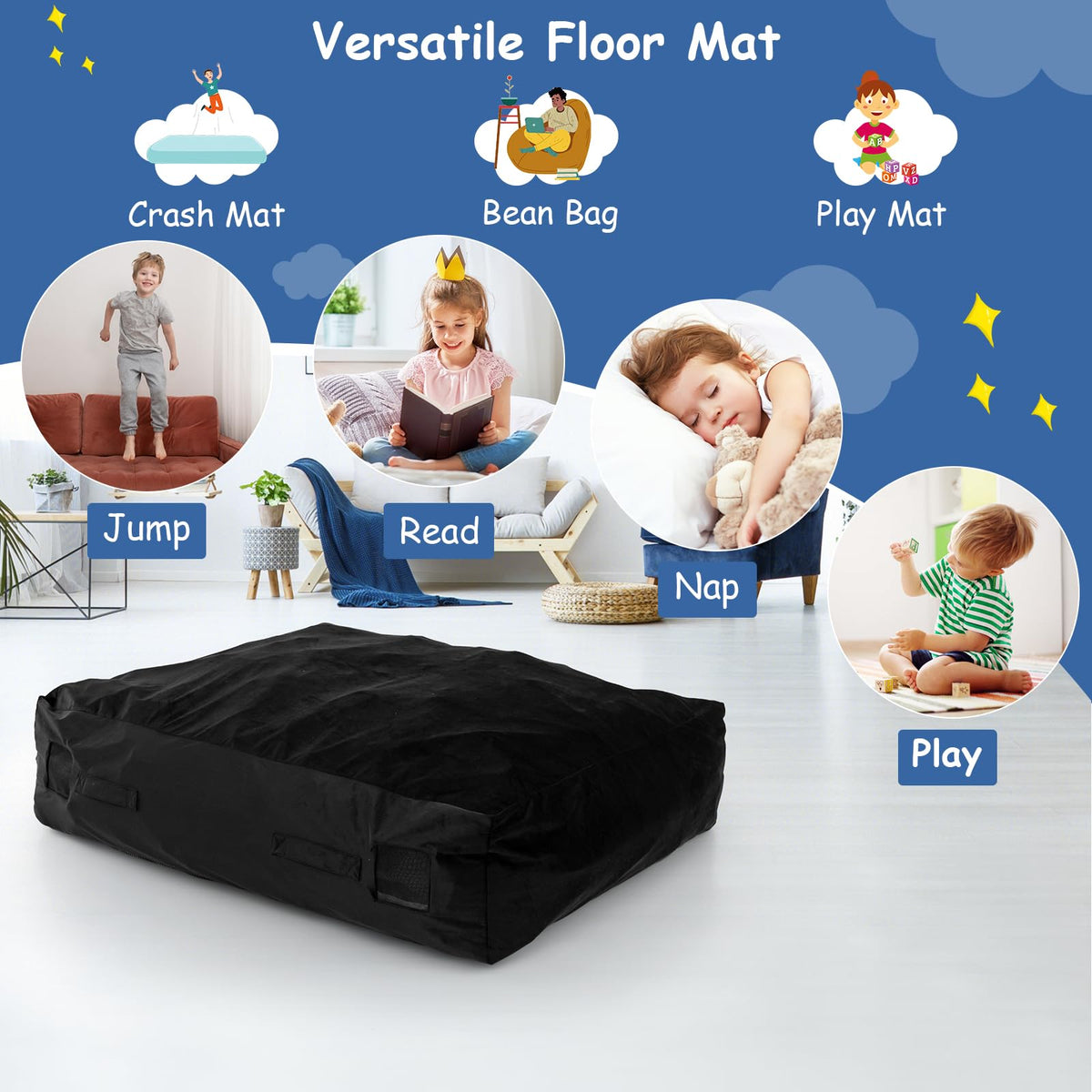 Sensory Mat with Foam Blocks and Washable Velvet Cover