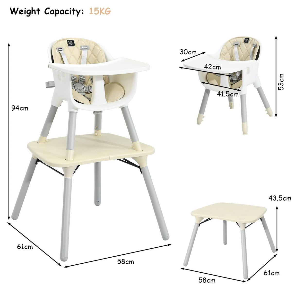 BABY JOY 5 in 1 Convertible Baby High Chair