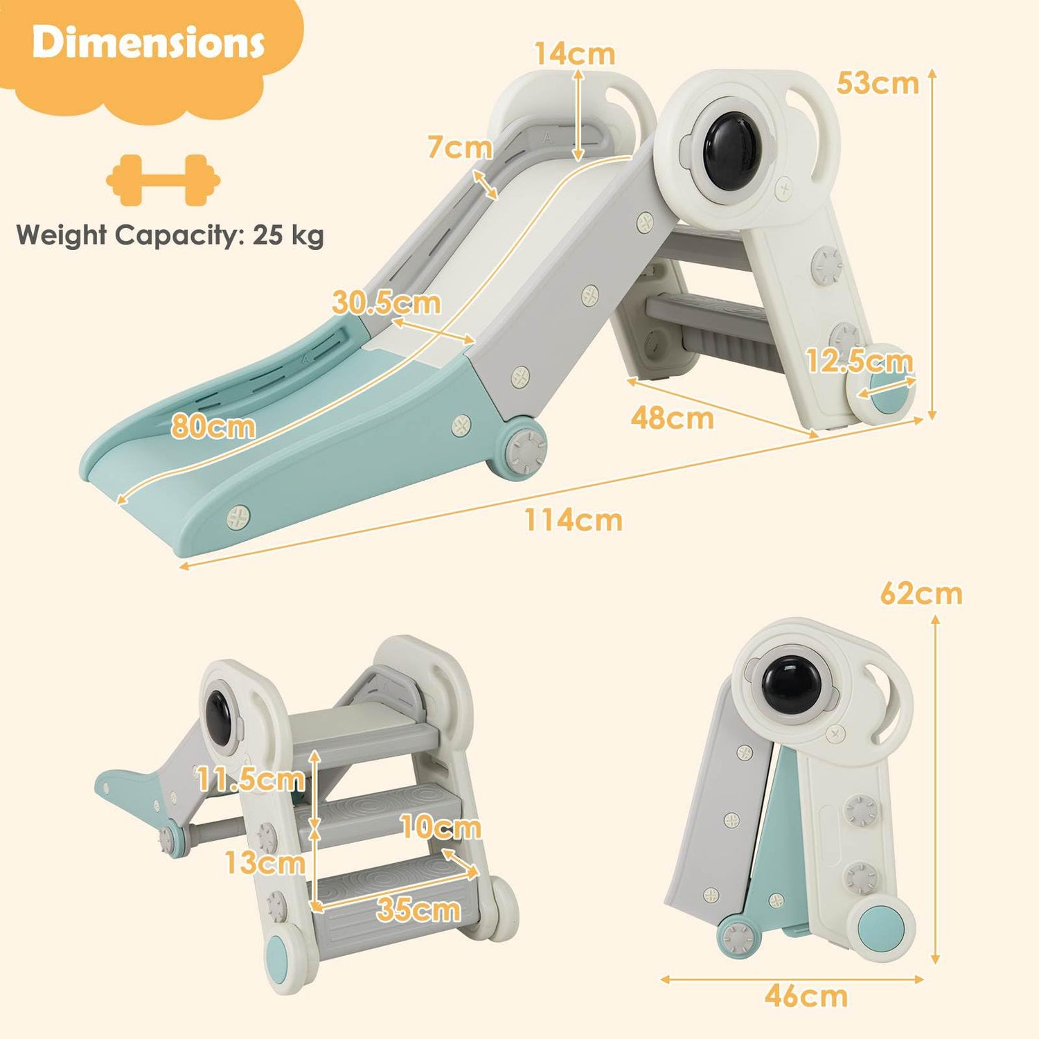 Kids Slide, Indoor Kids Folding Freestanding Slides w/Climber