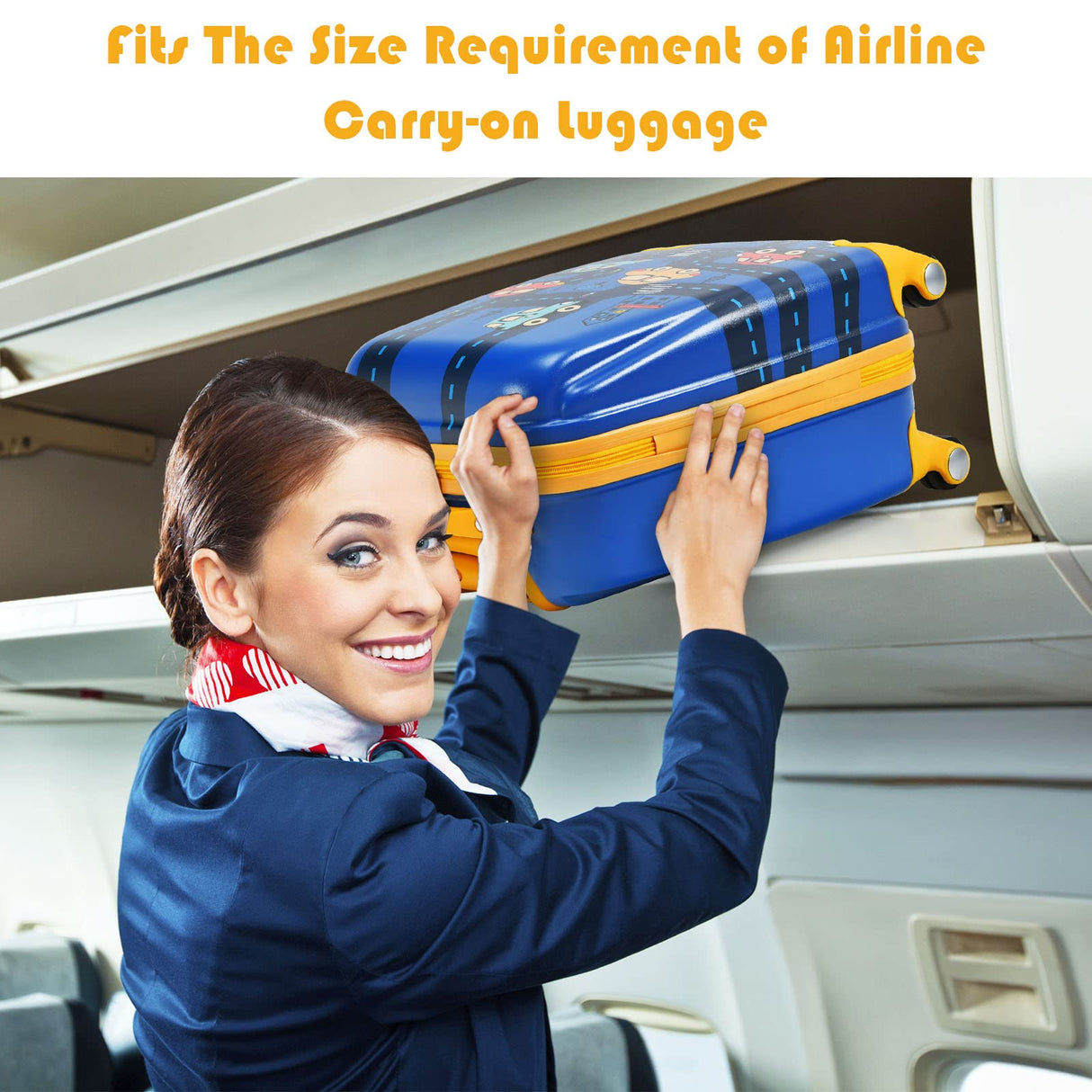 BABY JOY 2 PCS Kids Luggage Set, 13" & 18" Kids Carry On Suitcase Set, Children Travel Rolling Trolley Suitcase