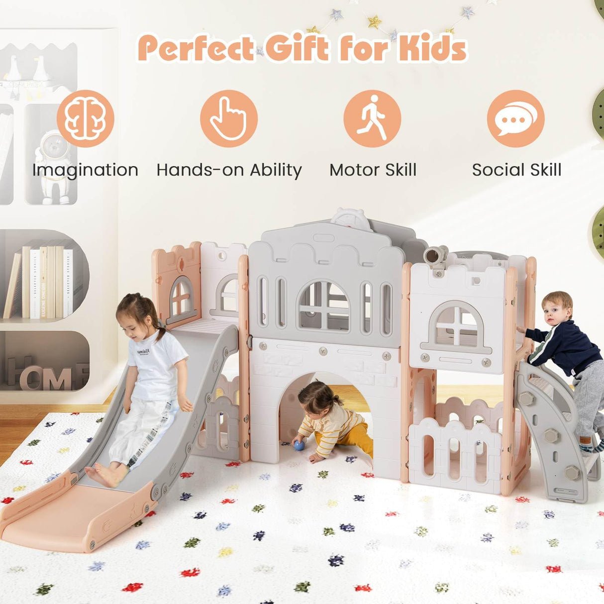 HONEY JOY All in 1 L-Shaped Slide for Toddlers Age 1-3