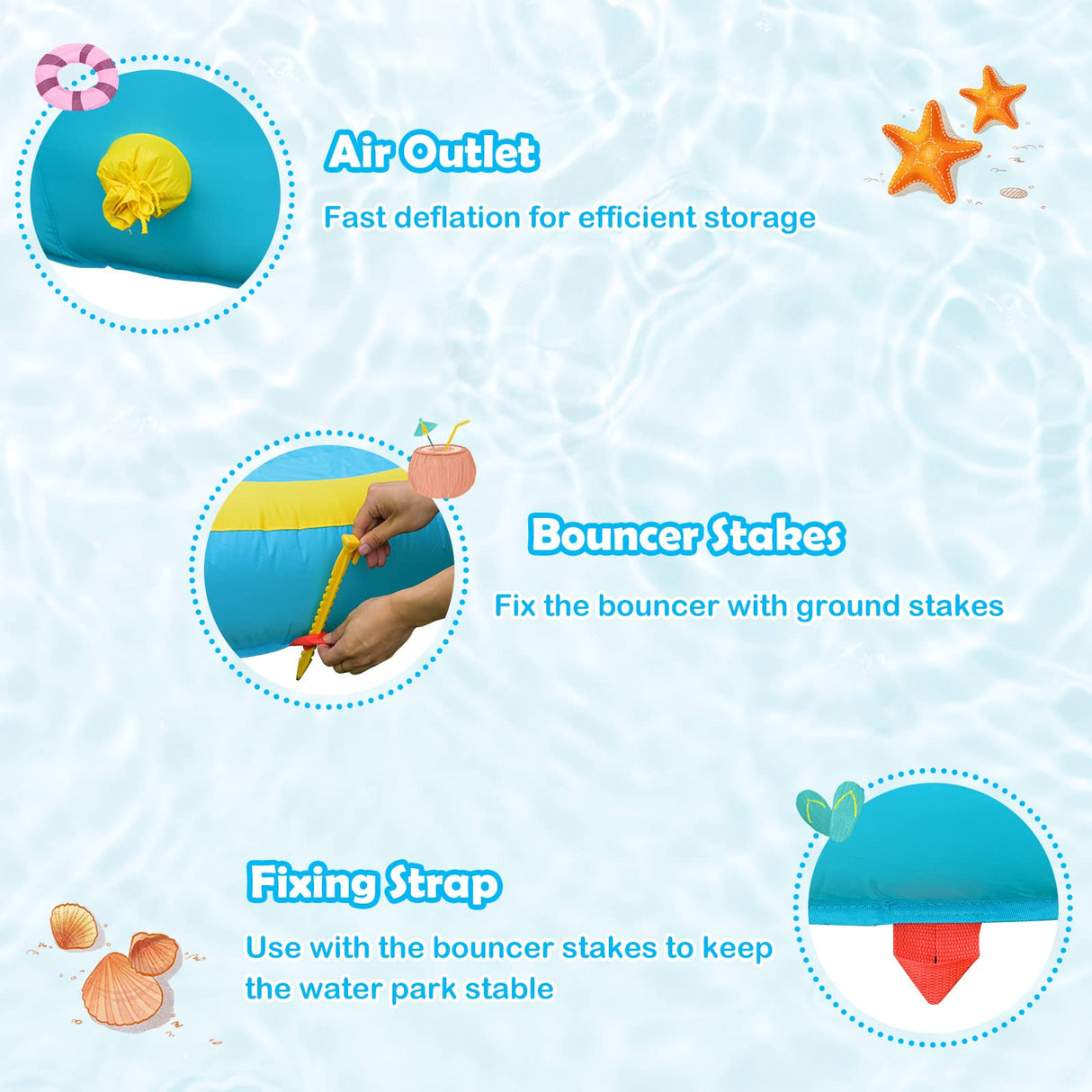 HONEY JOY Inflatable Water Slide, 452 x 365 x 233CM Giant Water Park for Kids w/Double Long Slides