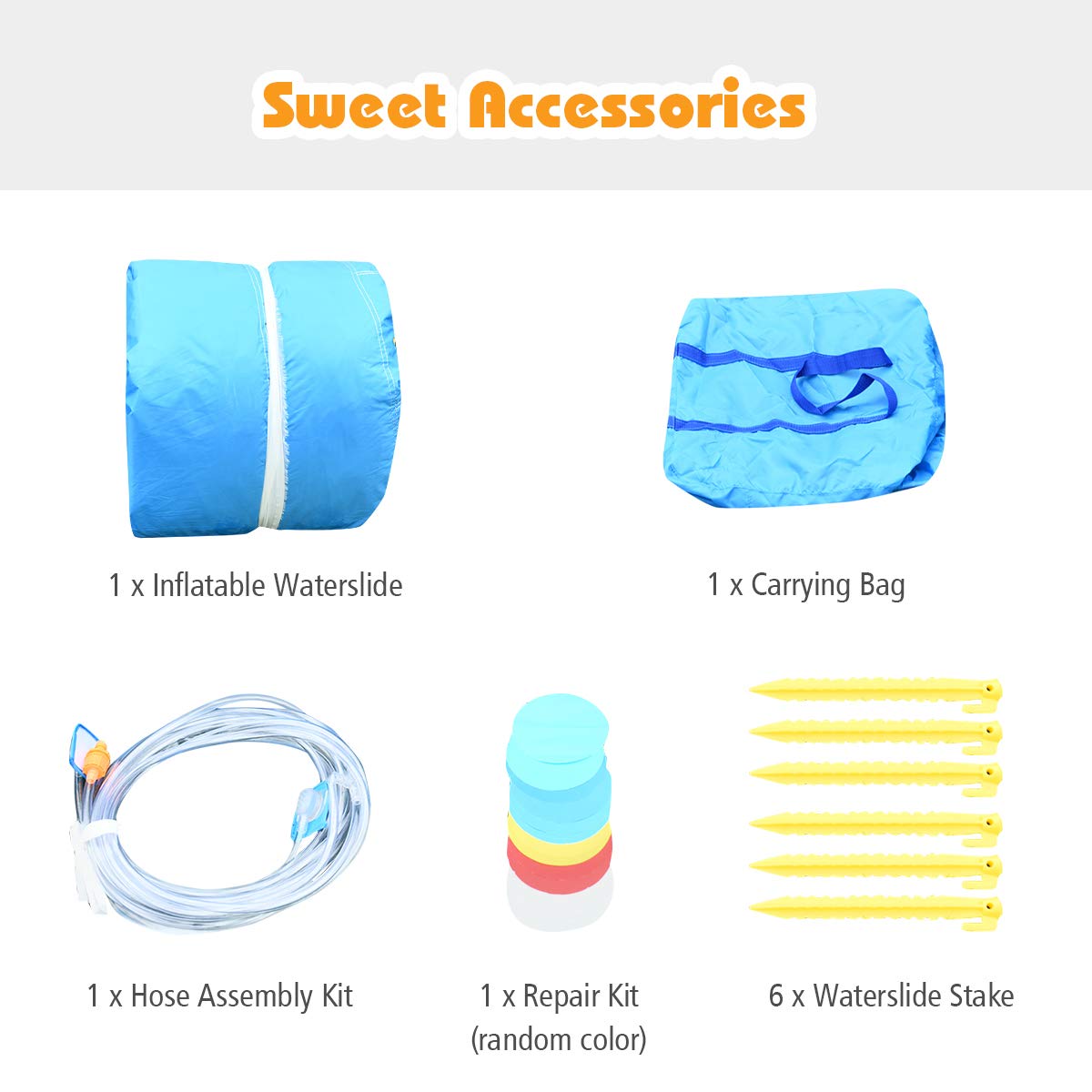 HONEY JOY Kids Inflatable Water Slide, 5 in 1 Giant Water Slide Bouncer Park