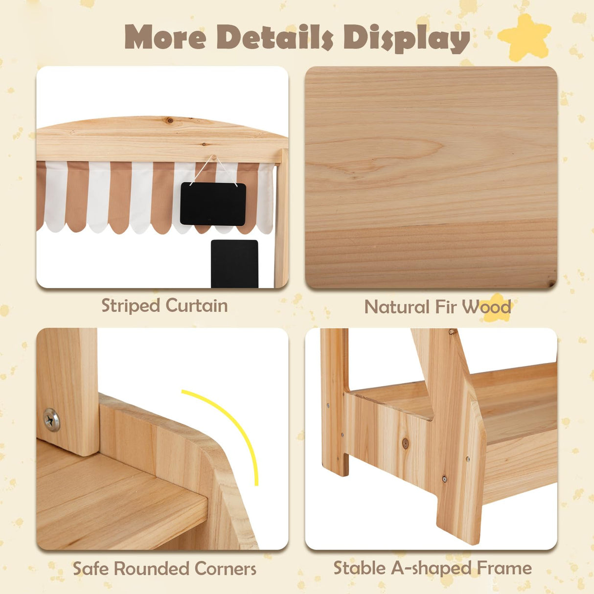 HONEY JOY Wooden Mud Kitchen & Market Stand for Kids Outdoor