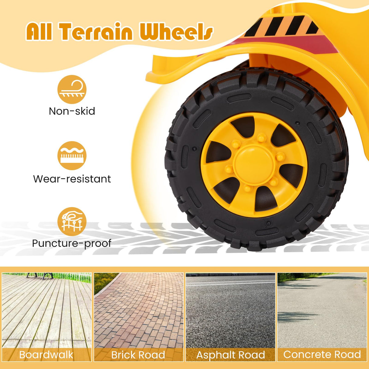 Honey Joy Ride On Road Roller, Toddler Ride On Car with Adjustable Roller