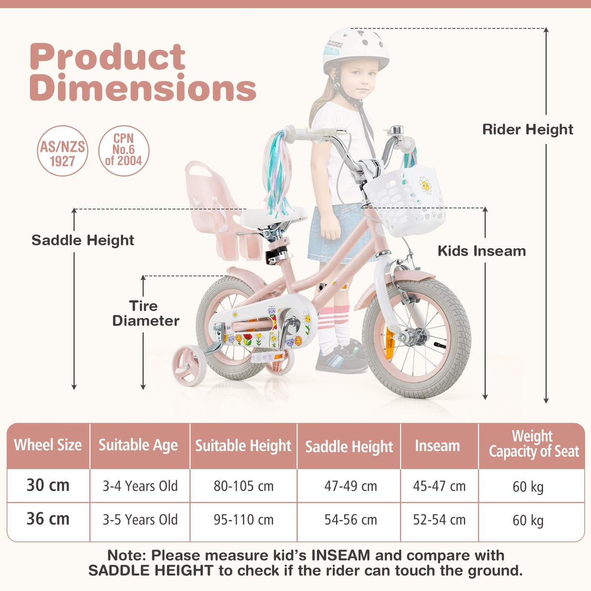 HONEY JOY Kids Bike, 12 / 14 Inch Children Bicycle