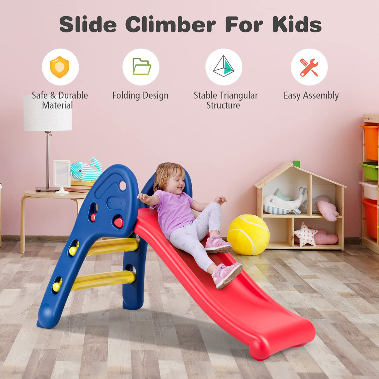 HONEY JOY Kid Folding Sliding w/Triangle Structure