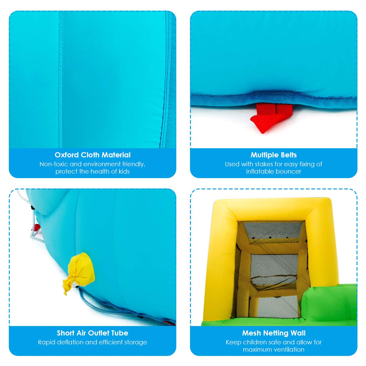 HONEY JOY Inflatable Water Slide, 6 in 1 Inflatable Castle Water Park w/Climbing Wall, Basketball Rim