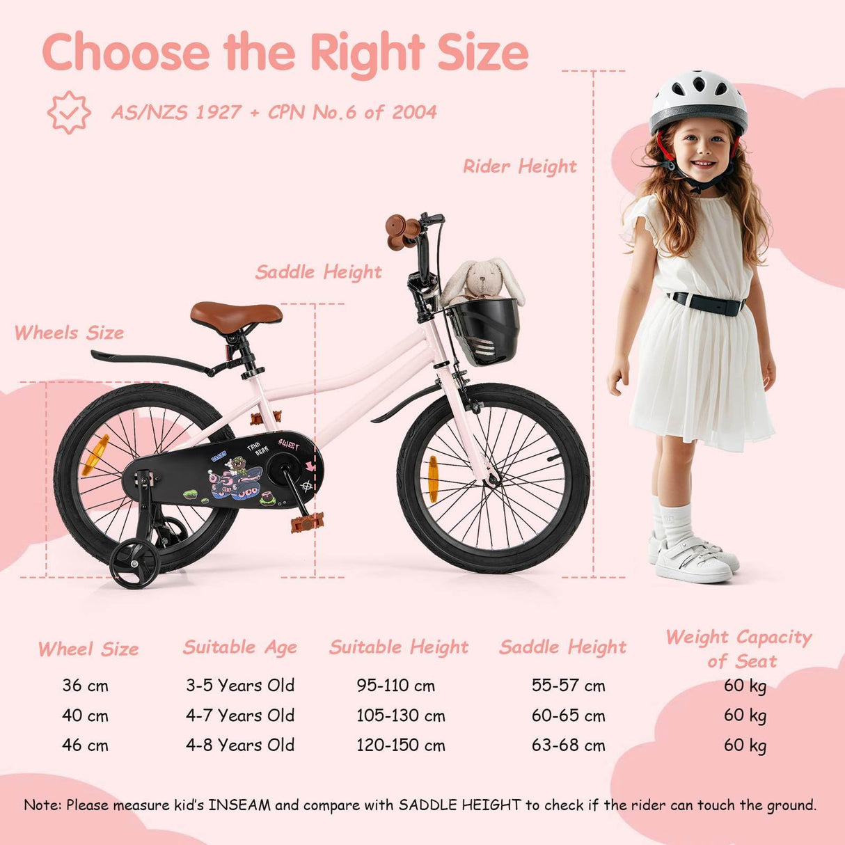HONEY JOY 14 16 18 Inch Kids Bicycle for 3-8 Years Old