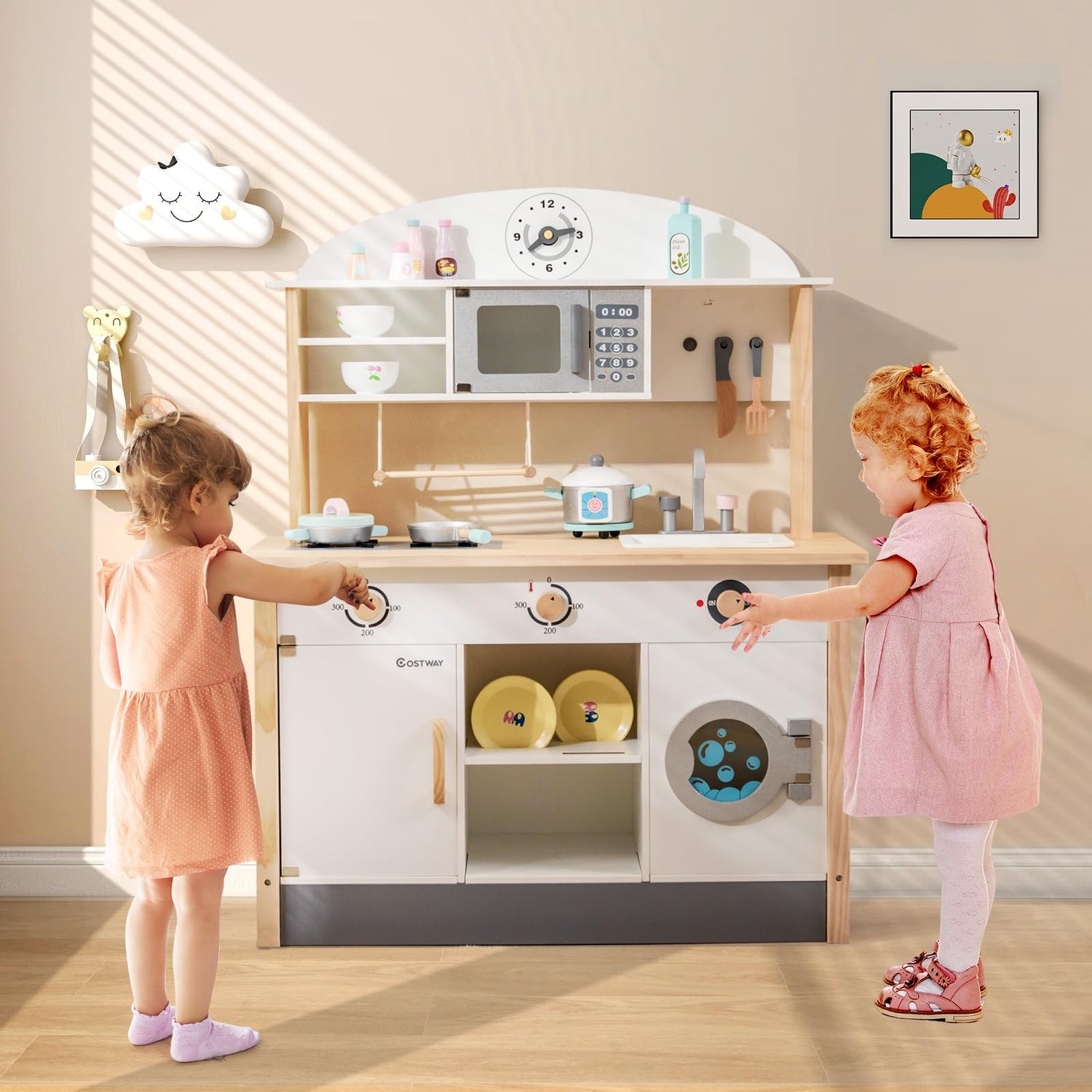 HONEY JOY Kids Wooden Kitchen Playset