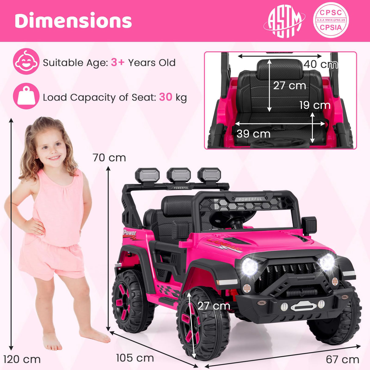12V Kids Ride on Car Jeep, Electric Toy Truck Car with Remote Control, Dual Motor, Wireless Connection, USB Port