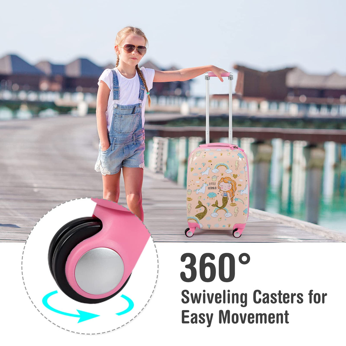 BABY JOY 2 Pieces Kids Luggage Set, Children Hard Shell Travelling Case