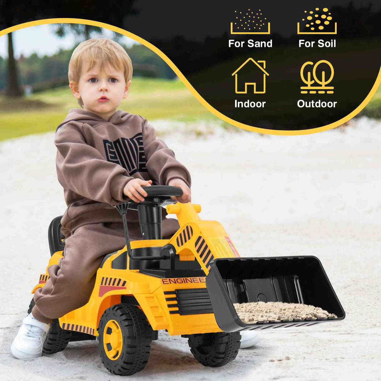 HONEY JOY Ride on Bulldozer, Foot to Floor Construction Vehicle for 19-36 Months Boys & Girls