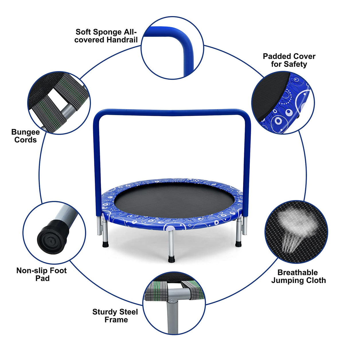 HONEY JOY 36” Kids Trampoline, Foldable Toddler Trampoline for Indoor and Outdoor