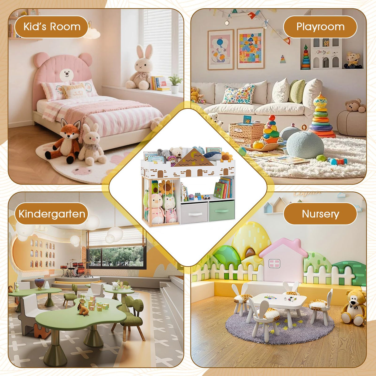 HONEY JOY Toy Storage Organizer with Stuffed Animal Storage