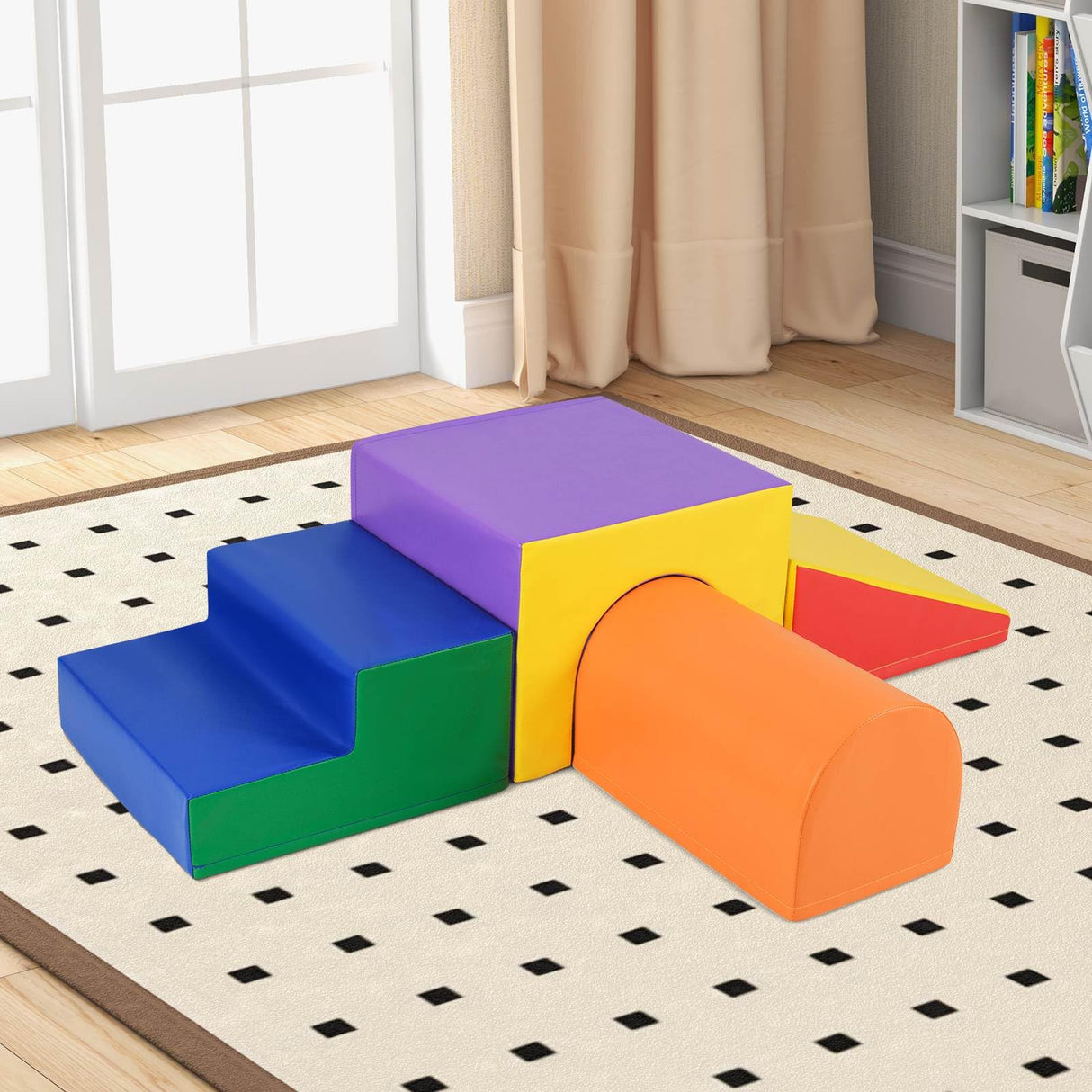 4-Piece Kids Climb and Crawl Foam Block Play Set, Orange - BABY JOY