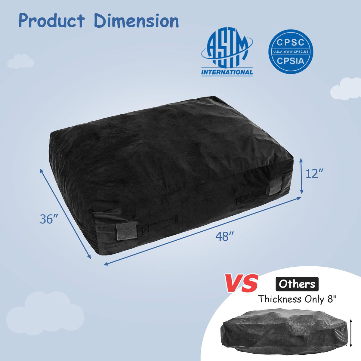 Sensory Mat with Foam Blocks and Washable Velvet Cover