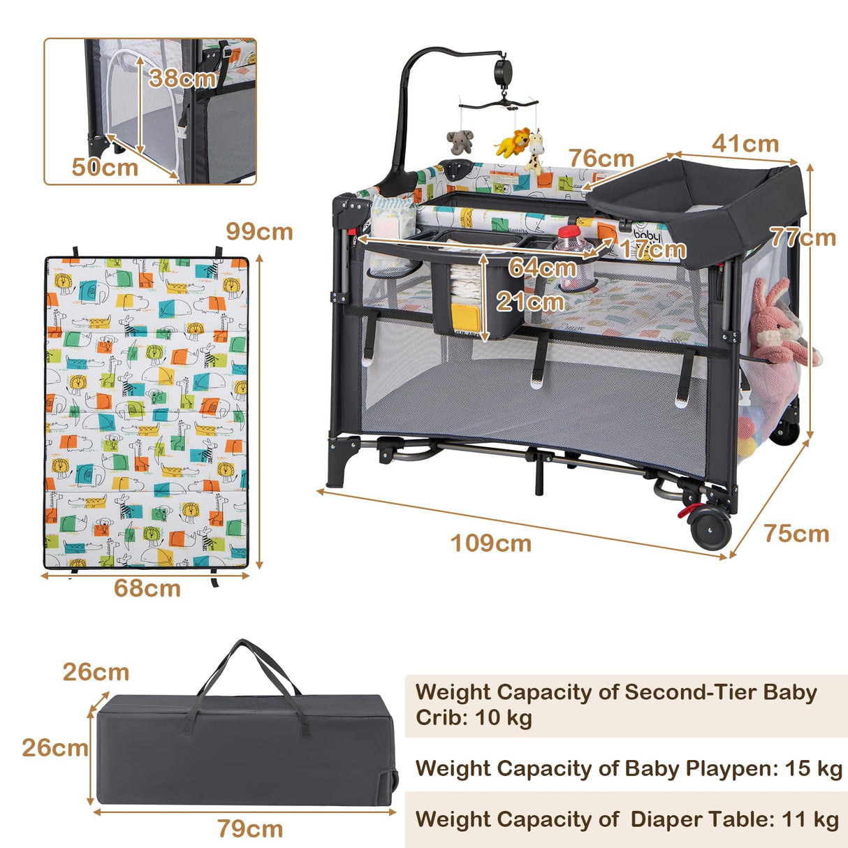 BABY JOY 5-in-1 Baby Bassinet