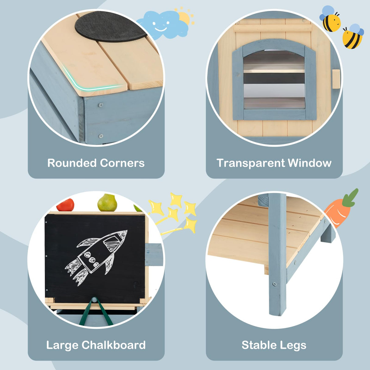 HONEY JOY 2-in-1 Outdoor Mud Kitchen, Kids Play Kitchen & Grocery Store with Faucet & Removable Sink, Metal Baskets & Storage Bag