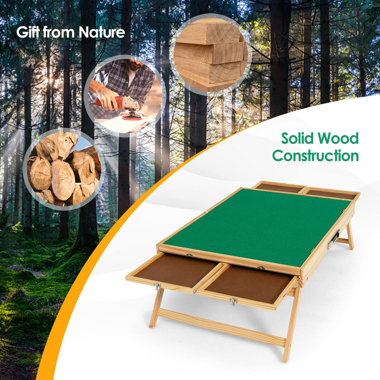 HONEY JOY 1000 PCS Portable Puzzle Table, 3-Angle Adjustable Jigsaw Board with Anti-Slip Felt, Folding Legs