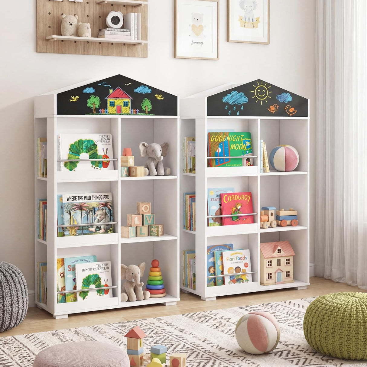 HONEY JOY House Shaped Kids Bookshelf, Toy Storage Organizer