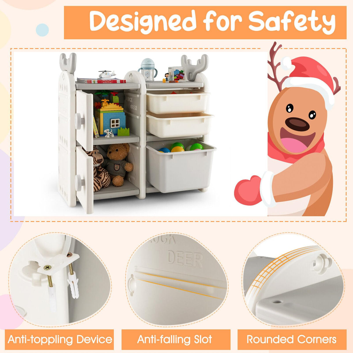 HONEY JOY Kids Toy Storage Organiser, Toy Chest and Bookshelf