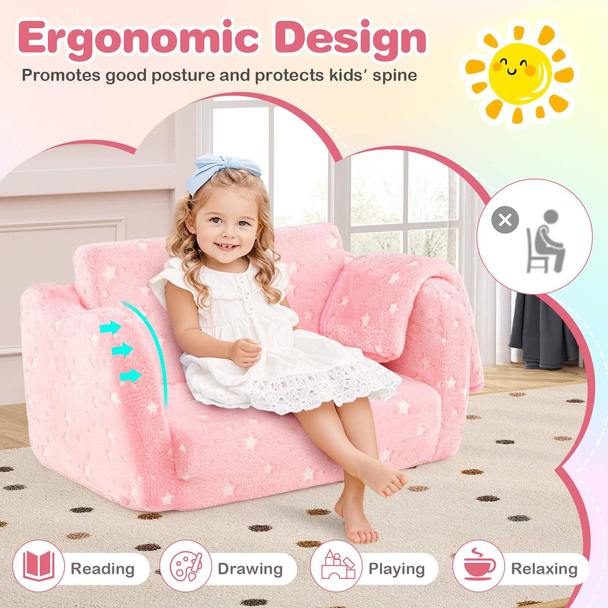 Glow in The Dark Toddler Chair with Blanket