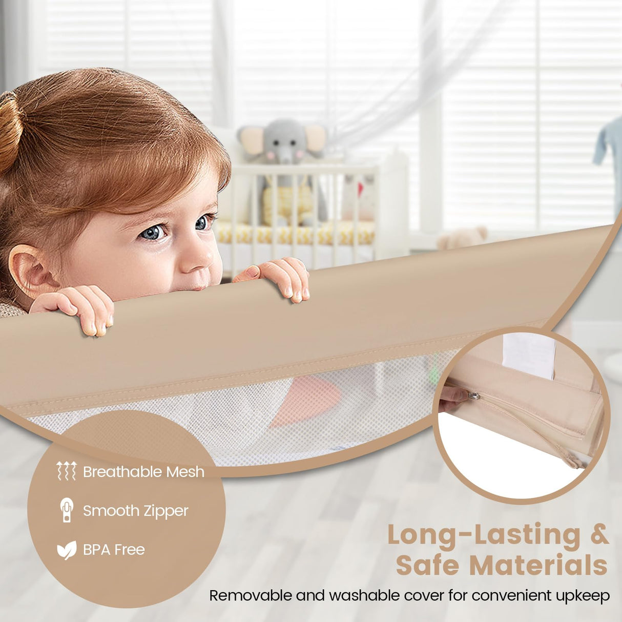 BABY JOY Bed Rail Guard for Toddlers, 180 x 55 cm Foldable Baby Bed Rail