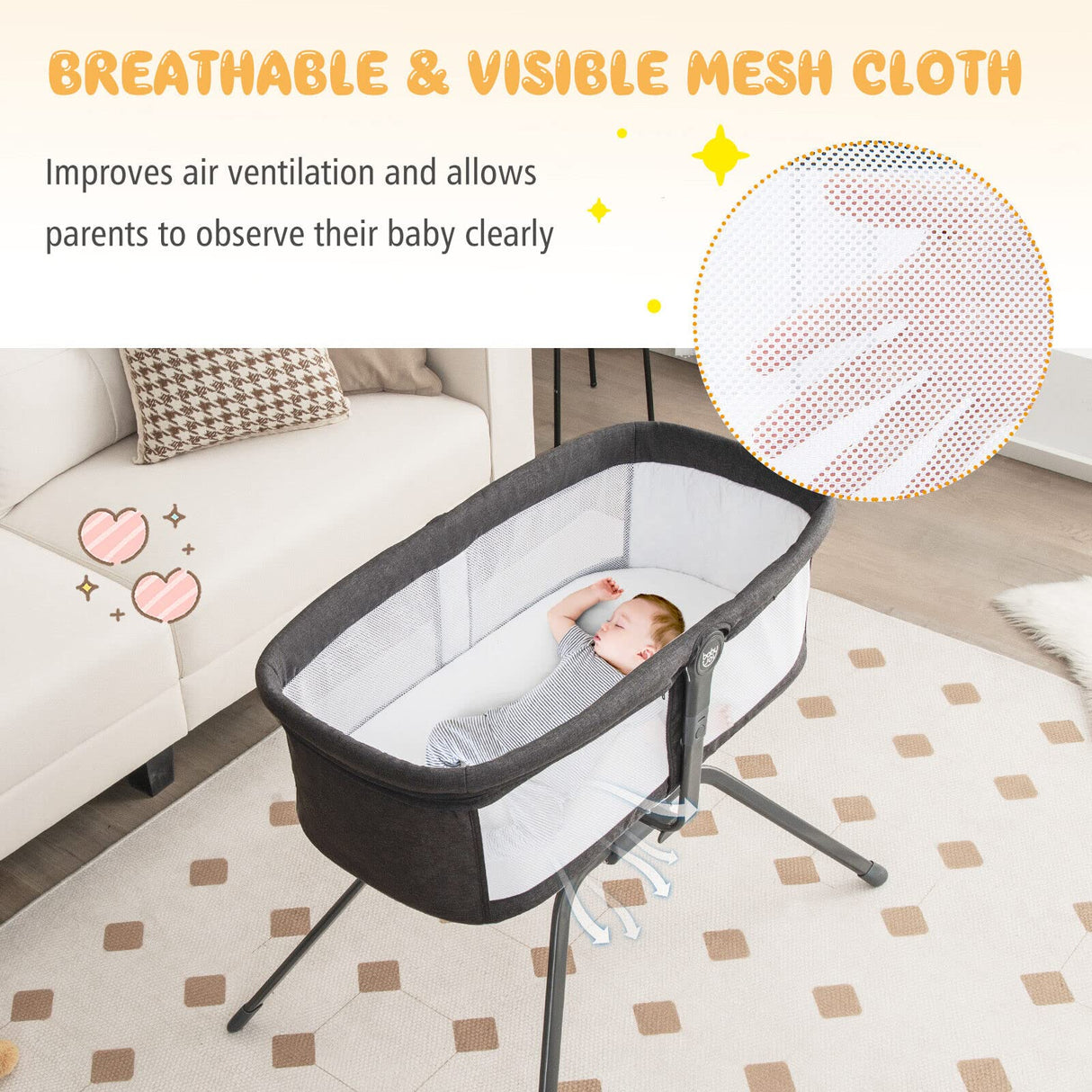 BABY JOY Manual Rocking Bassinet for Baby
