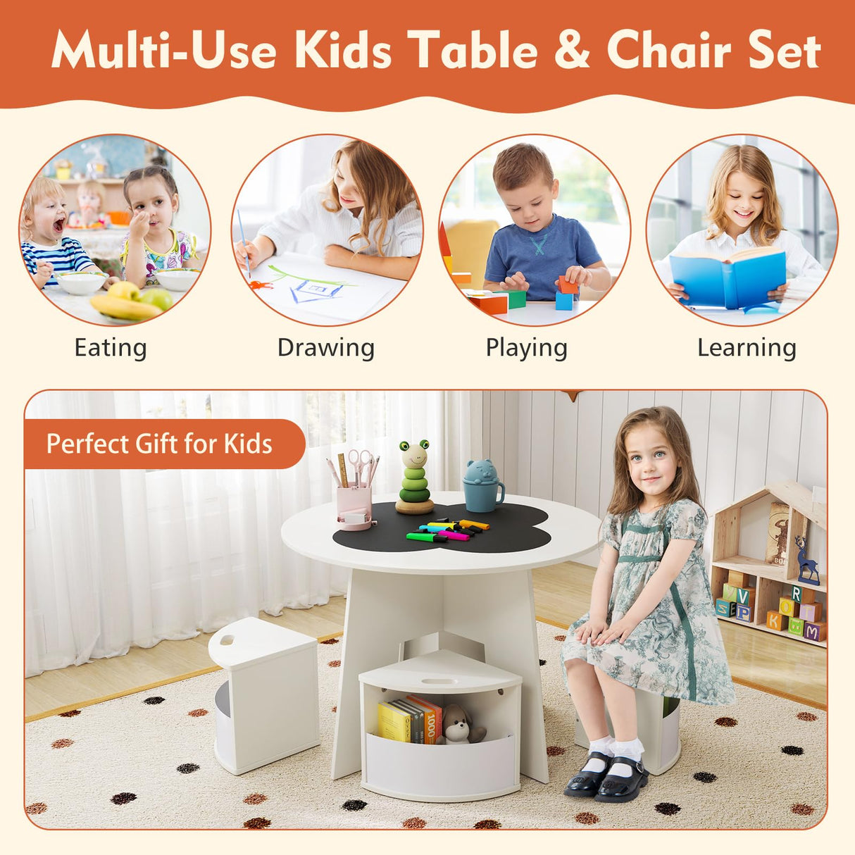 HONEY JOY 5PCS Kids Table and Chair Set