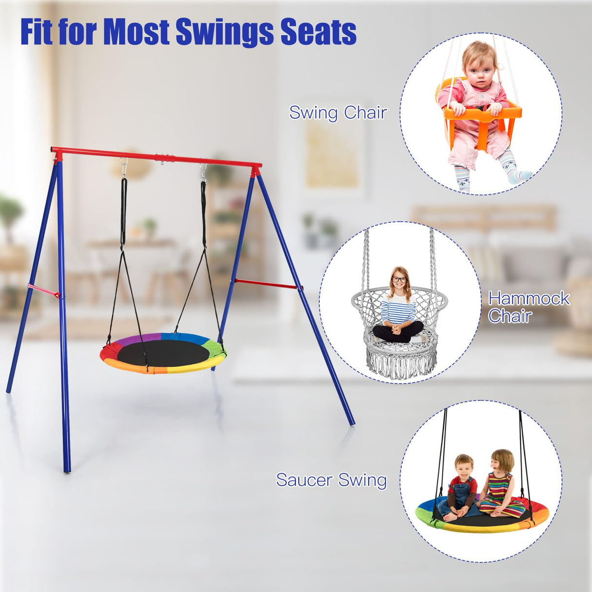 HONEY JOY Heavy Duty Steel Swing Frame (Without Swing)