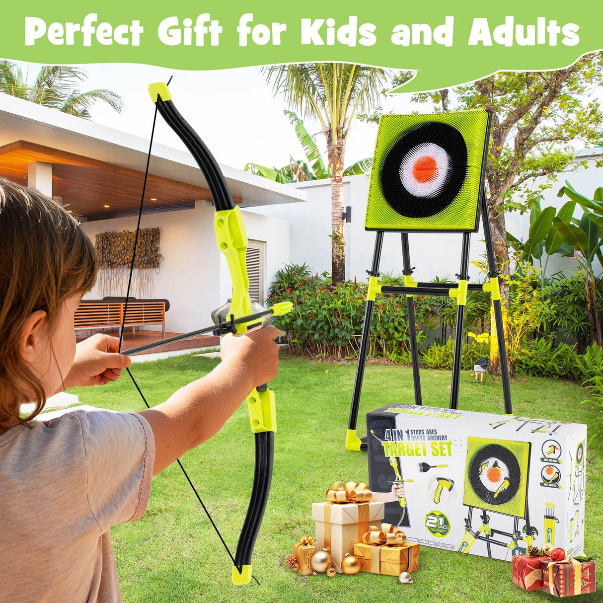 4 in 1 Throwing Target Set, Kids Throwing Game w/Bristle Target