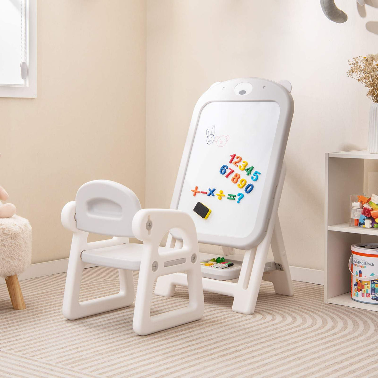 HONEY JOY Kids Art Easel and Chair Set