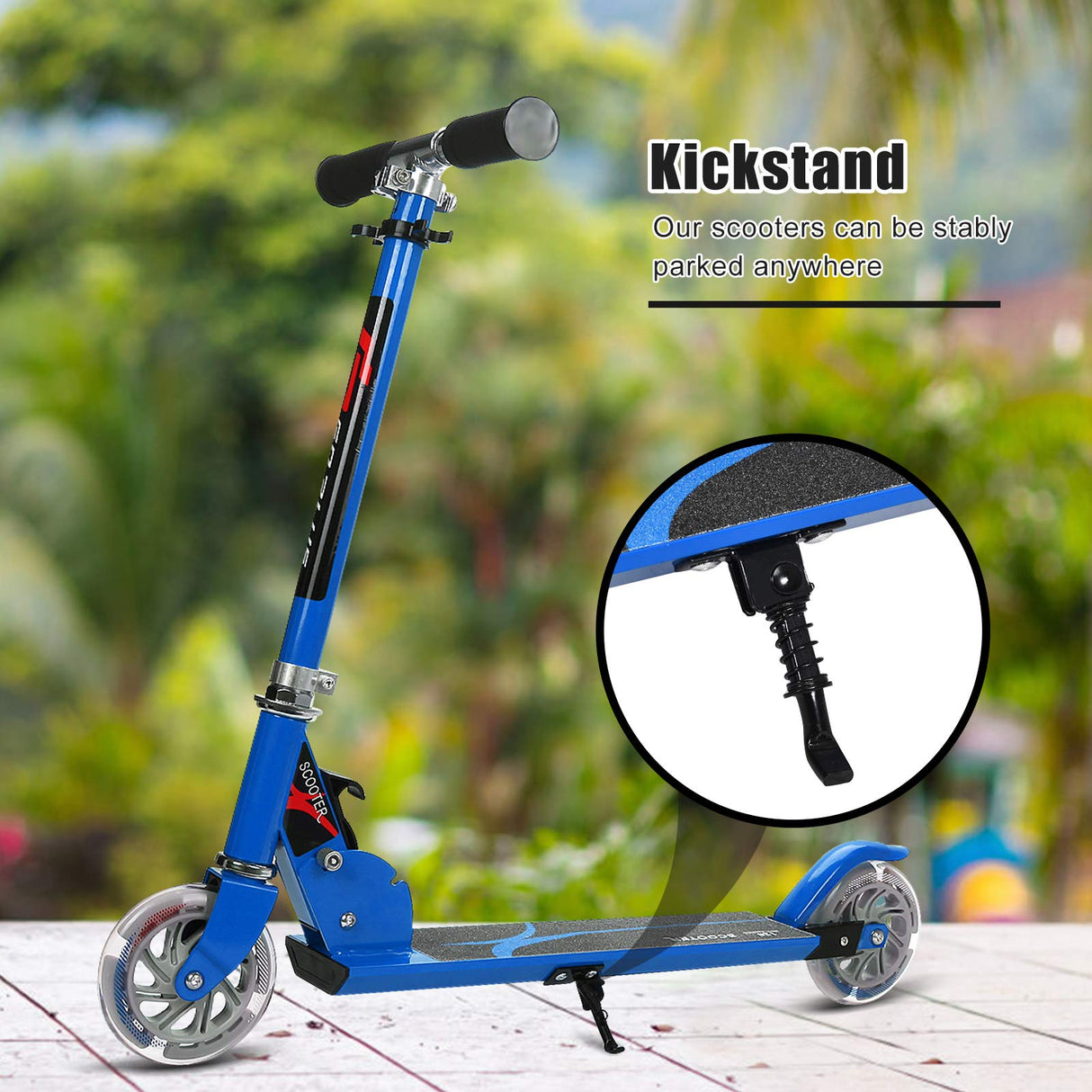 Folding Kick Scooter for Kids, 2 Flash Wheels Deluxe Aluminum