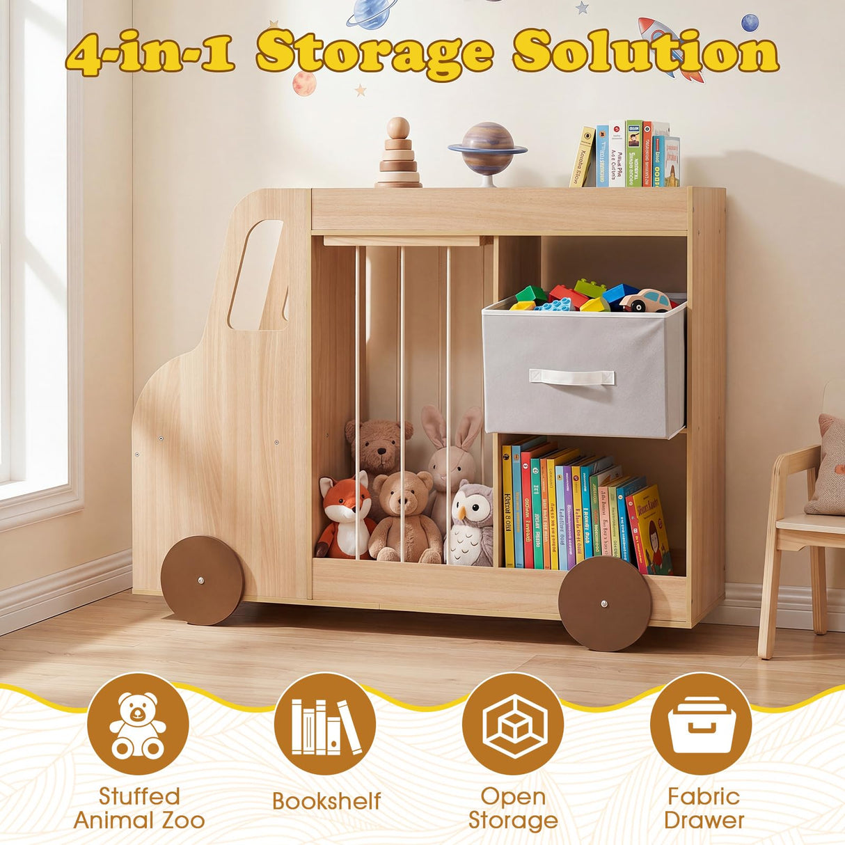 HONEY JOY Toy Storage Organizer with Stuffed Animal Storage