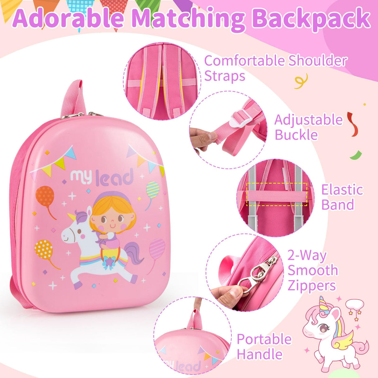 2 PCS Kids Luggage Set, 13" Travel Backpack and 16" Carry-on Suitcase with Spinner Wheels