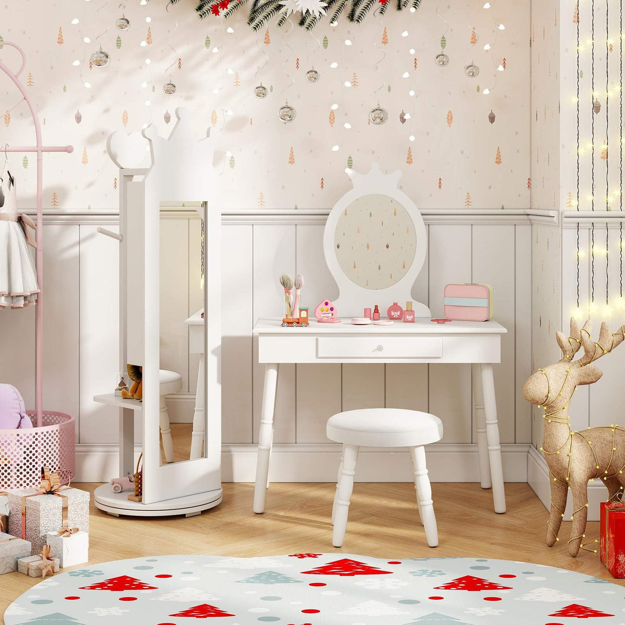 HONEY JOY 360° Rotating Kids Jewelry Cabinet