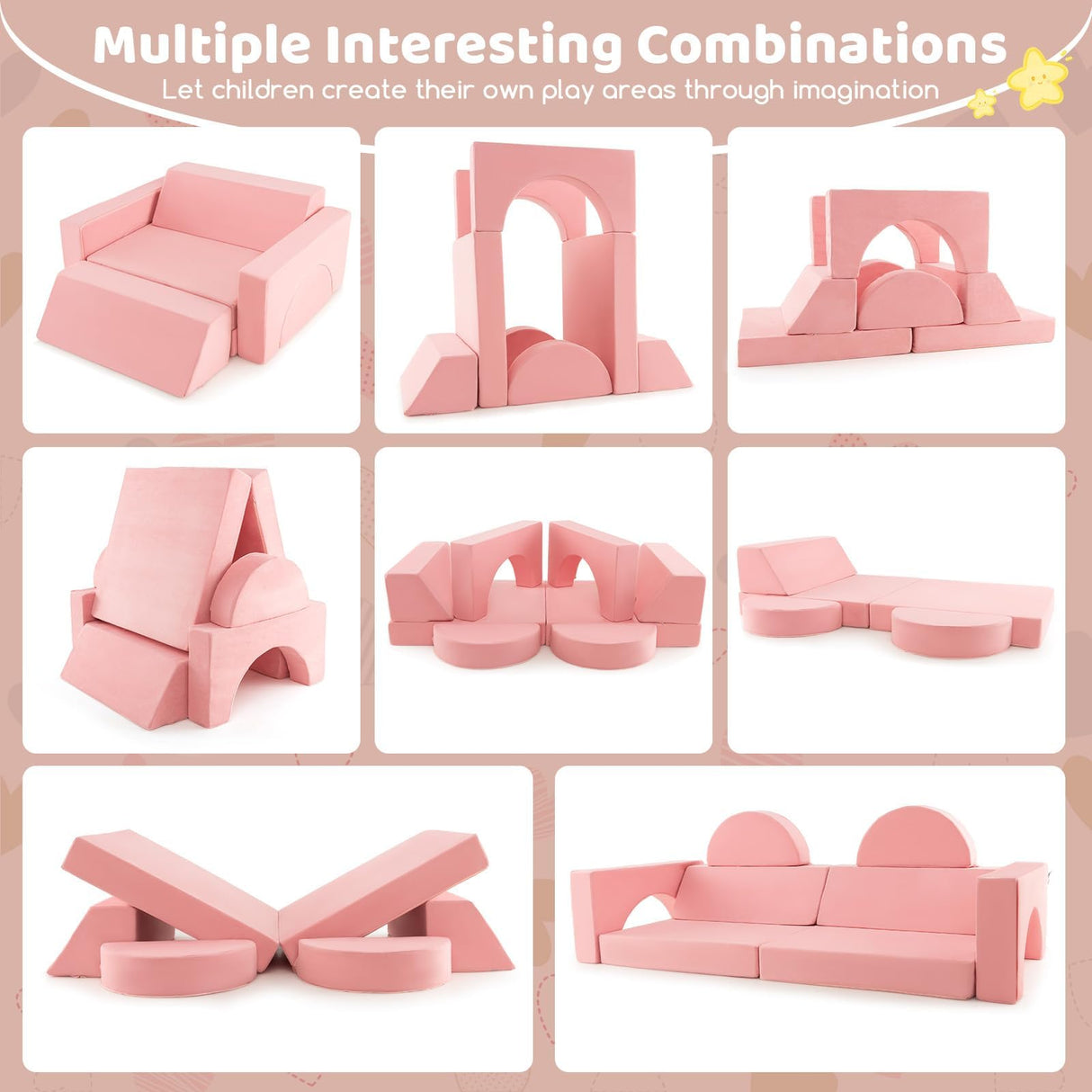 HONEY JOY 8 PCS Kids Play Sofa