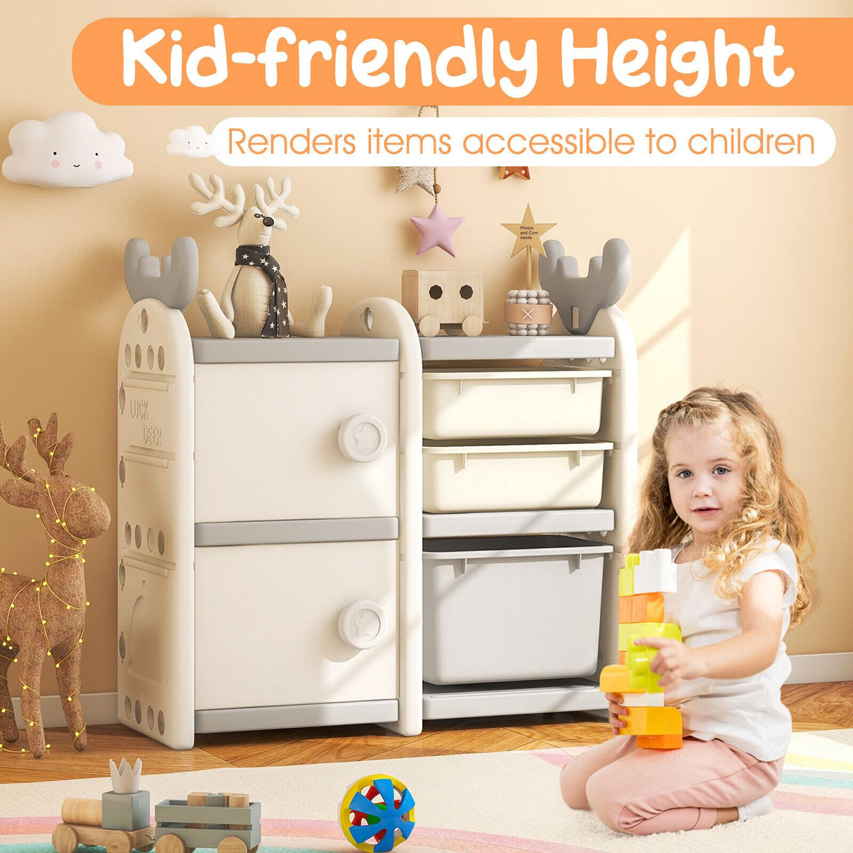 HONEY JOY Kids Toy Storage Organiser, Toy Chest and Bookshelf