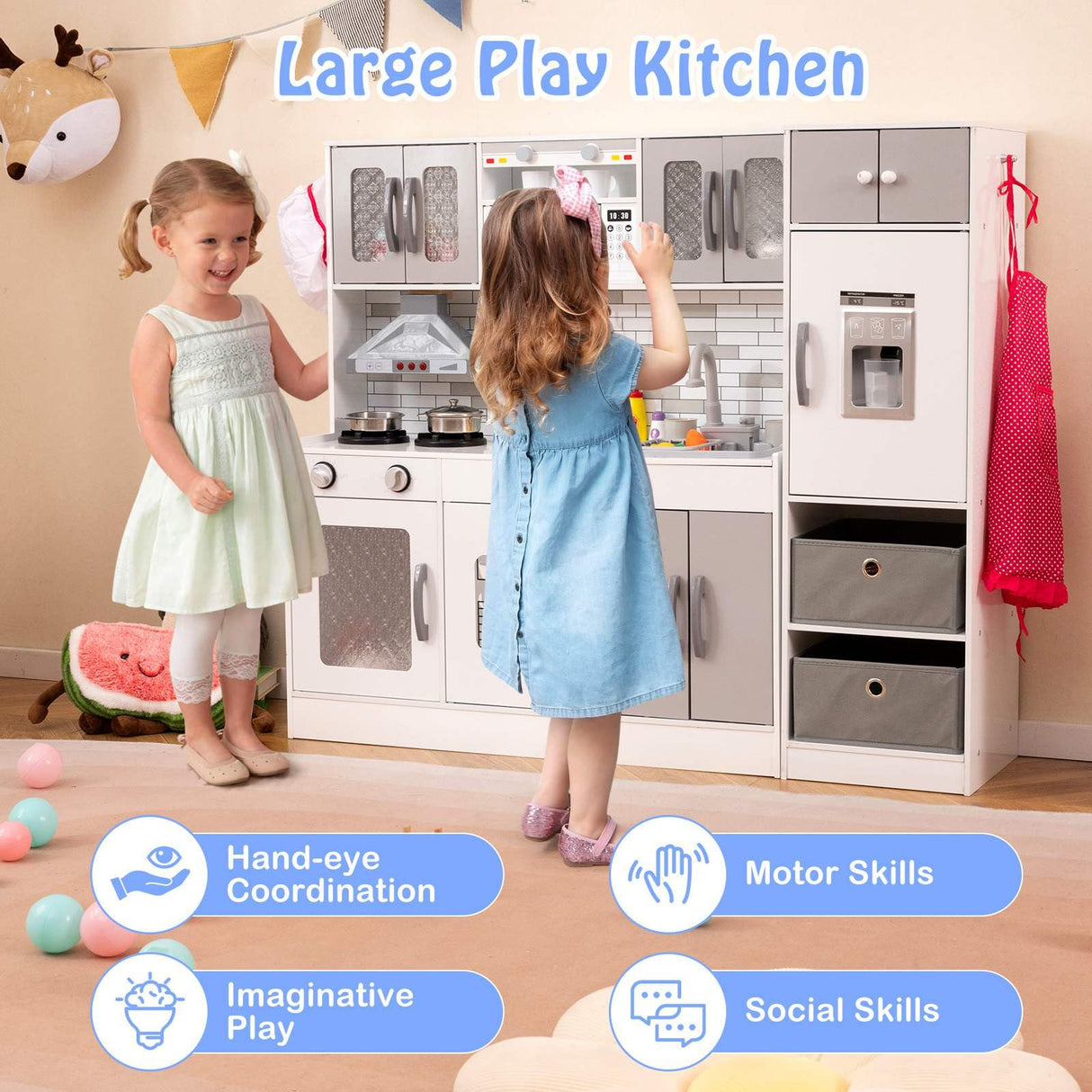 HONEY JOY Kids Kitchen Playset with Lights and Sounds