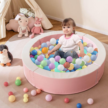 BABY JOY 113 x 26 cm Baby Ball Pit, Detachable Foam Ball Pit with 50 Colorful Ocean Balls