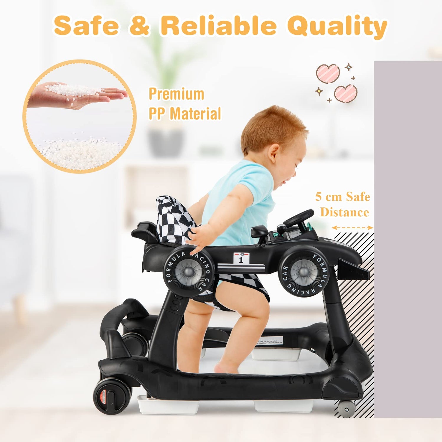 BABY JOY 4-in-1 Baby Walker, Foldable Activity Car Baby Walker