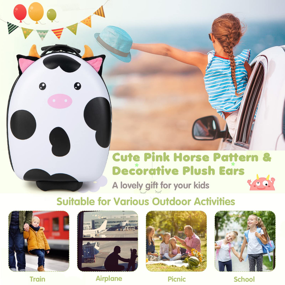 BABY JOY Kids Luggage, 16” Hard Shell Carry-On Suitcase