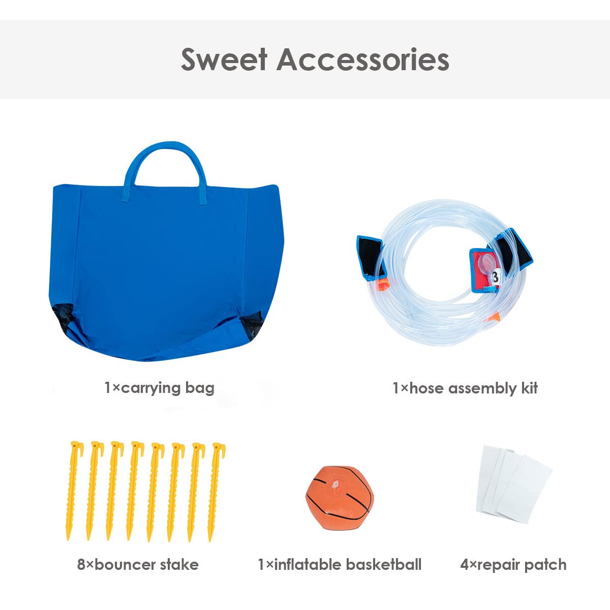 HONEY JOY Inflatable Water Slide, 6 in 1 Inflatable Castle Water Park w/Climbing Wall, Basketball Rim